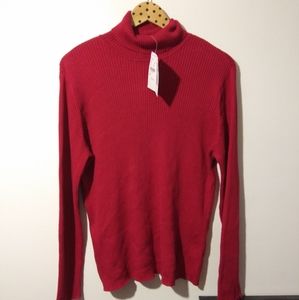 Casual Corner red ribbed turtleneck top